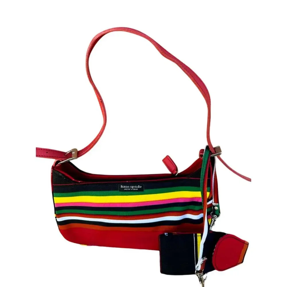 Vtg Y2K Kate Spade Rainbow Shoulder Purse Baguette Bag & a belt bag Look Alike - Picture 2 of 10